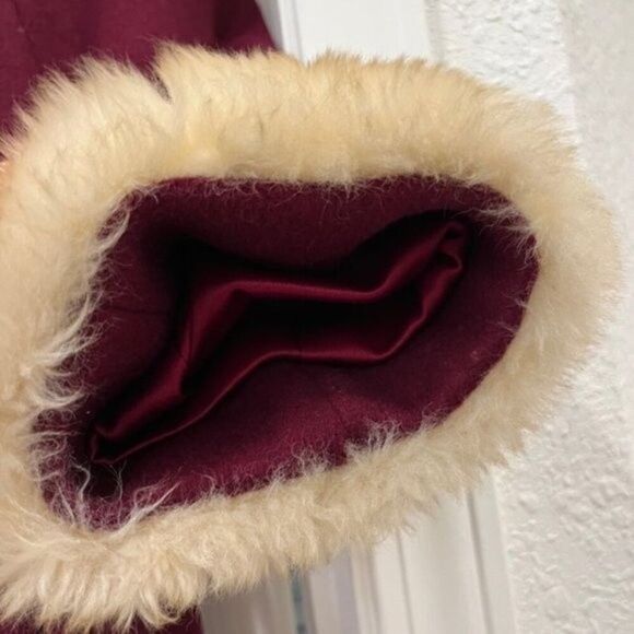Vintage Winkelmans Wool Coat with Fur Trim Burgundy- Pristine condition! S/M - Picture 8 of 16